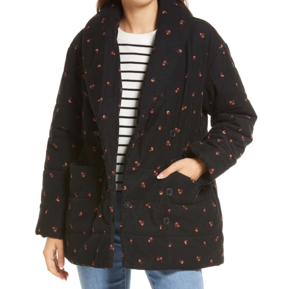 Madewell ditsy floral printed corduroy quilted jacket Large L NEW NWT